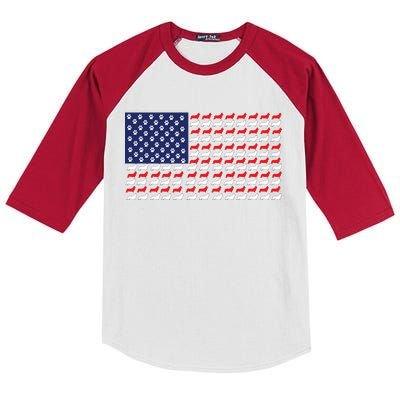 Corgi American Dog Flag Kids Colorblock Raglan Jersey