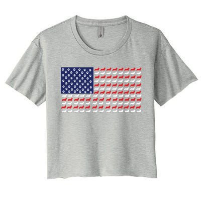 Corgi American Dog Flag Women's Crop Top Tee