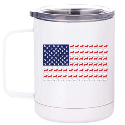 Corgi American Dog Flag 12 oz Stainless Steel Tumbler Cup