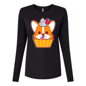 Corgi Cupcake Kawii Womens Cotton Relaxed Long Sleeve T-Shirt