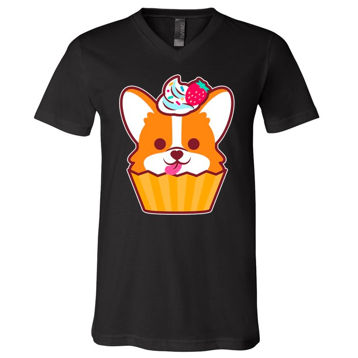 Corgi Cupcake Kawii V-Neck T-Shirt