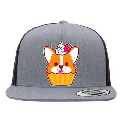 Corgi Cupcake Kawii Flat Bill Trucker Hat