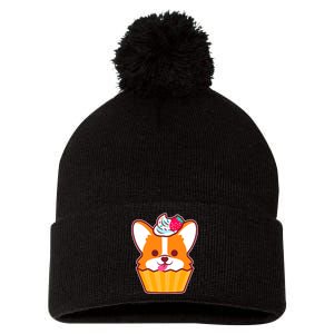 Corgi Cupcake Kawii Pom Pom 12in Knit Beanie