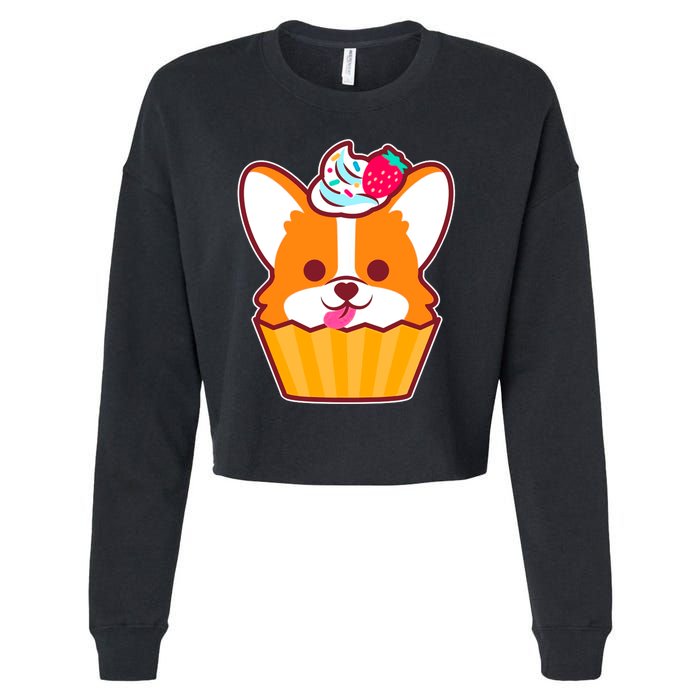 Corgi Cupcake Kawii Cropped Pullover Crew