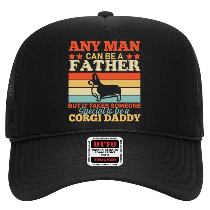 Corgi Father High Crown Mesh Back Trucker Hat