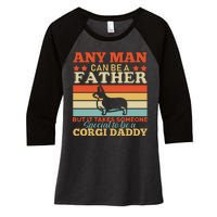 Corgi Father Women's Tri-Blend 3/4-Sleeve Raglan Shirt