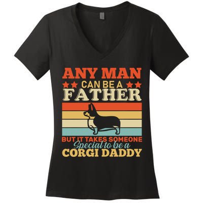 Corgi Father Women's V-Neck T-Shirt