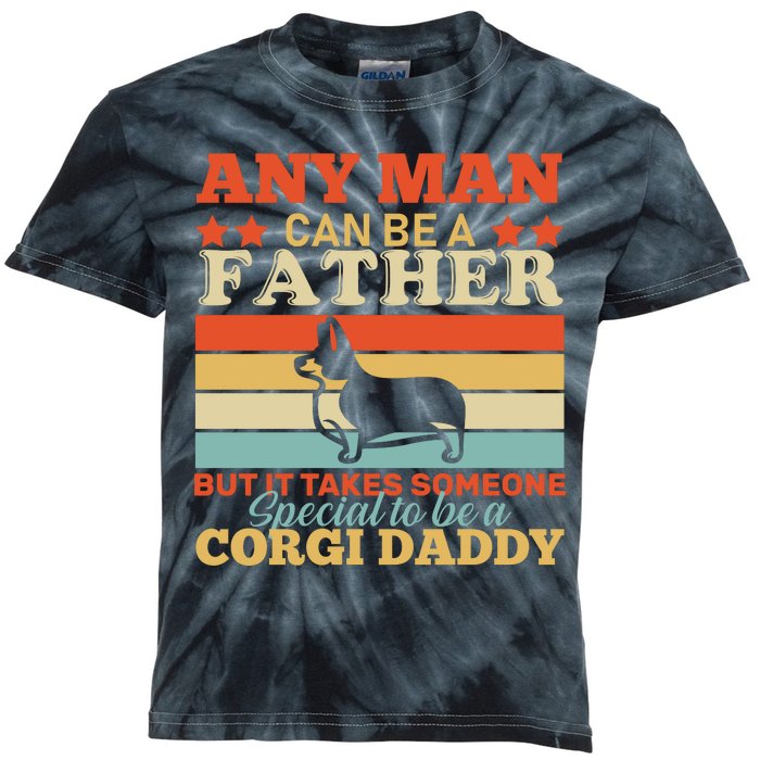 Corgi Father Kids Tie-Dye T-Shirt