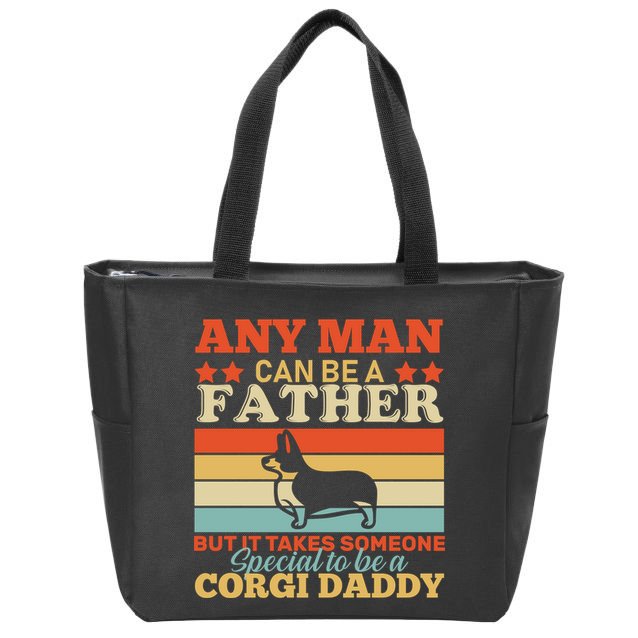 Corgi Father Zip Tote Bag