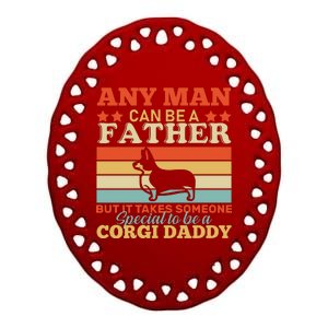 Corgi Father Ceramic Oval Ornament