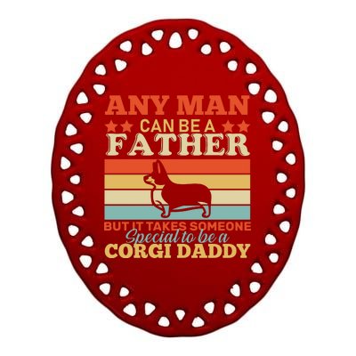 Corgi Father Ceramic Oval Ornament