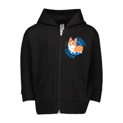 Corgi Lover Toddler Zip Fleece Hoodie