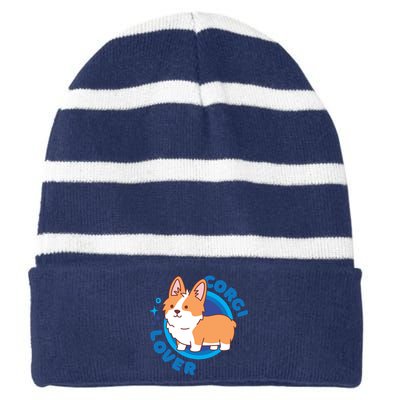 Corgi Lover Striped Beanie with Solid Band