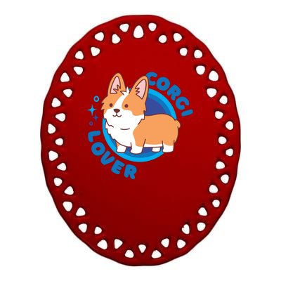 Corgi Lover Ceramic Oval Ornament