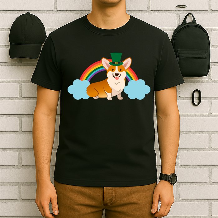 Corgi St. Patrick's Day Rainbow T-Shirt