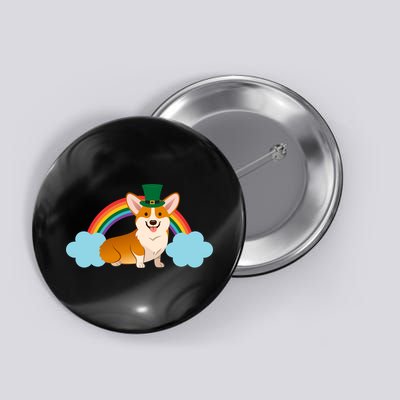Corgi St. Patrick's Day Rainbow Button