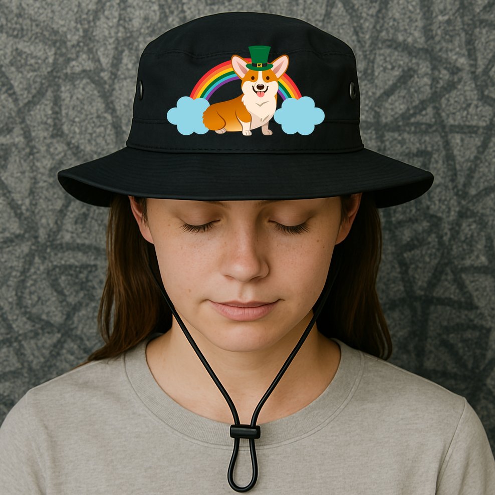 Corgi St. Patrick's Day Rainbow Bucket Hat