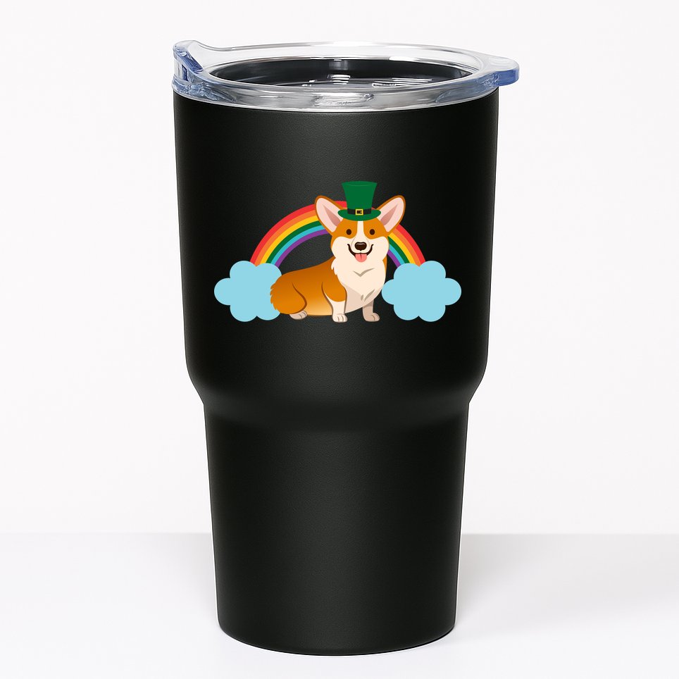 Corgi St. Patrick's Day Rainbow Tumbler