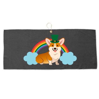 Corgi St. Patrick's Day Rainbow Large Microfiber Waffle Golf Towel