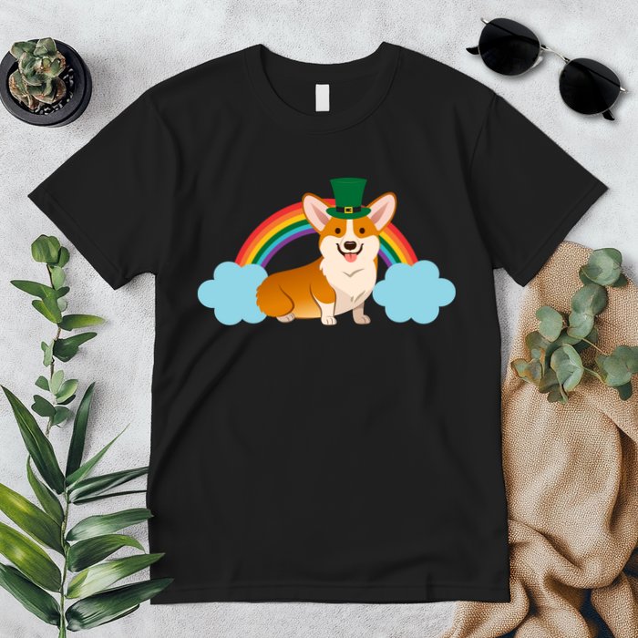 Corgi St. Patrick's Day Rainbow Premium T-Shirt