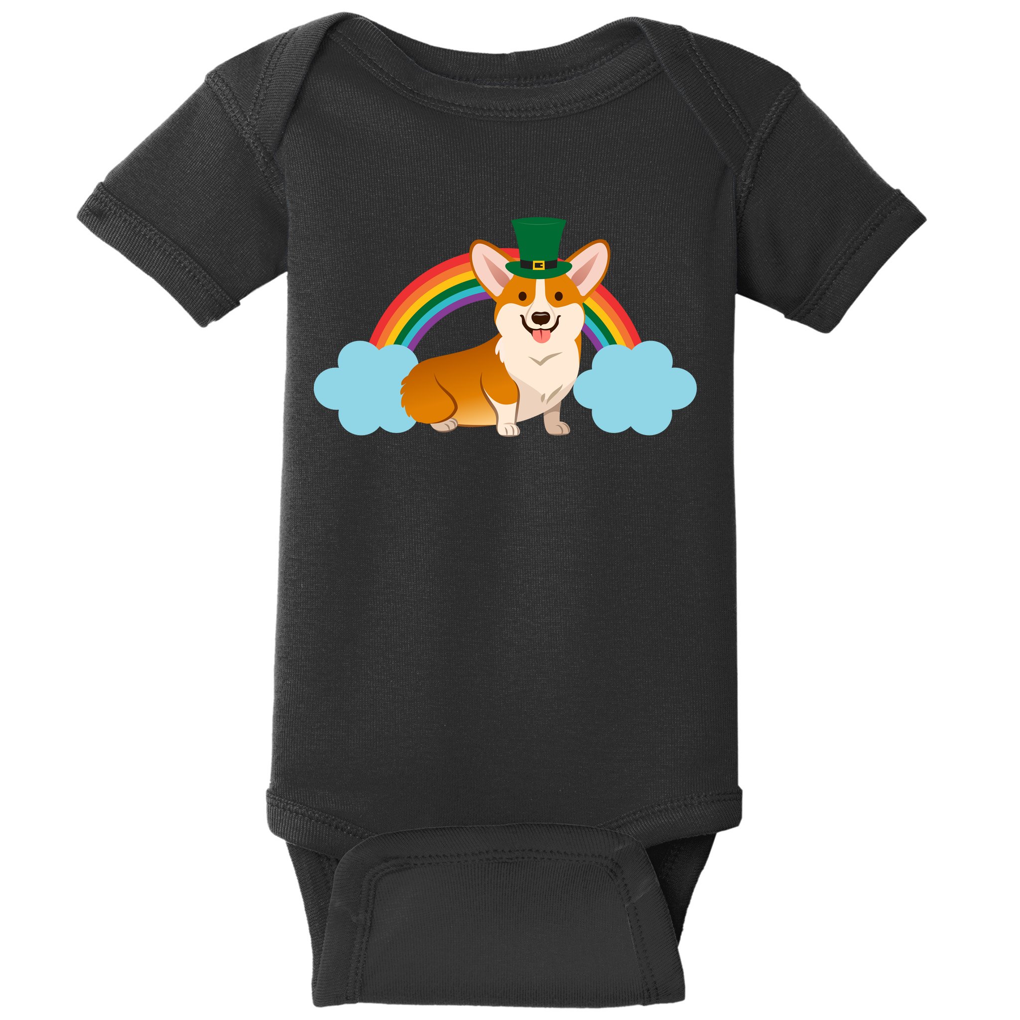 Corgi St. Patrick's Day Rainbow Baby Bodysuit