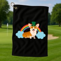 Corgi St. Patrick's Day Rainbow Golf Towel