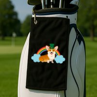 Corgi St. Patrick's Day Rainbow Golf Towel