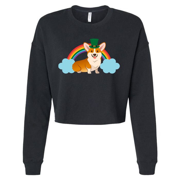 Corgi St. Patrick's Day Rainbow Cropped Pullover Crew