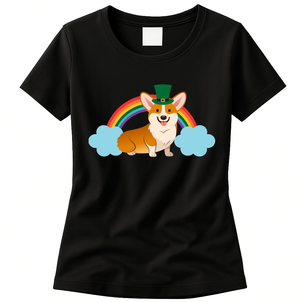 Corgi St. Patrick's Day Rainbow Womens T-Shirt