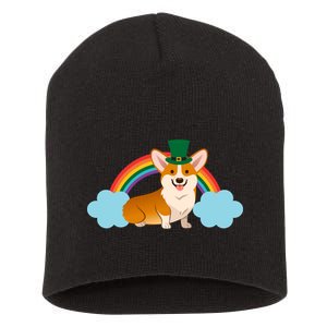 Corgi St. Patrick's Day Rainbow Short Acrylic Beanie