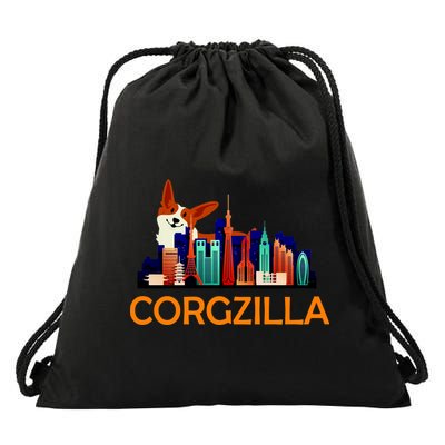 Corgzilla Funny Corgi Dog Drawstring Bag