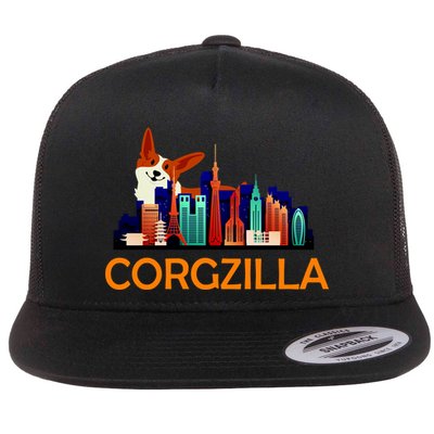 Corgzilla Funny Corgi Dog Flatbill Hat