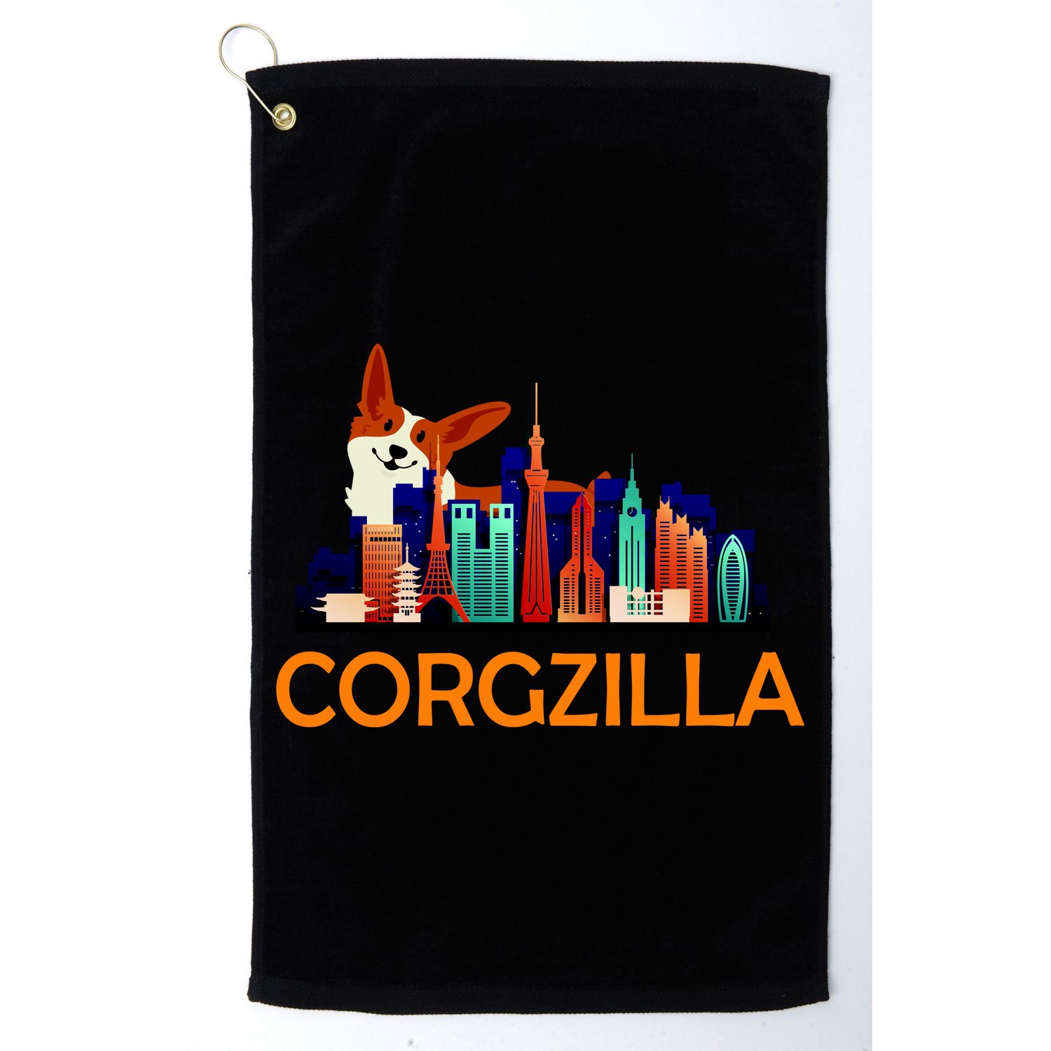 Corgzilla Funny Corgi Dog Golf Towel