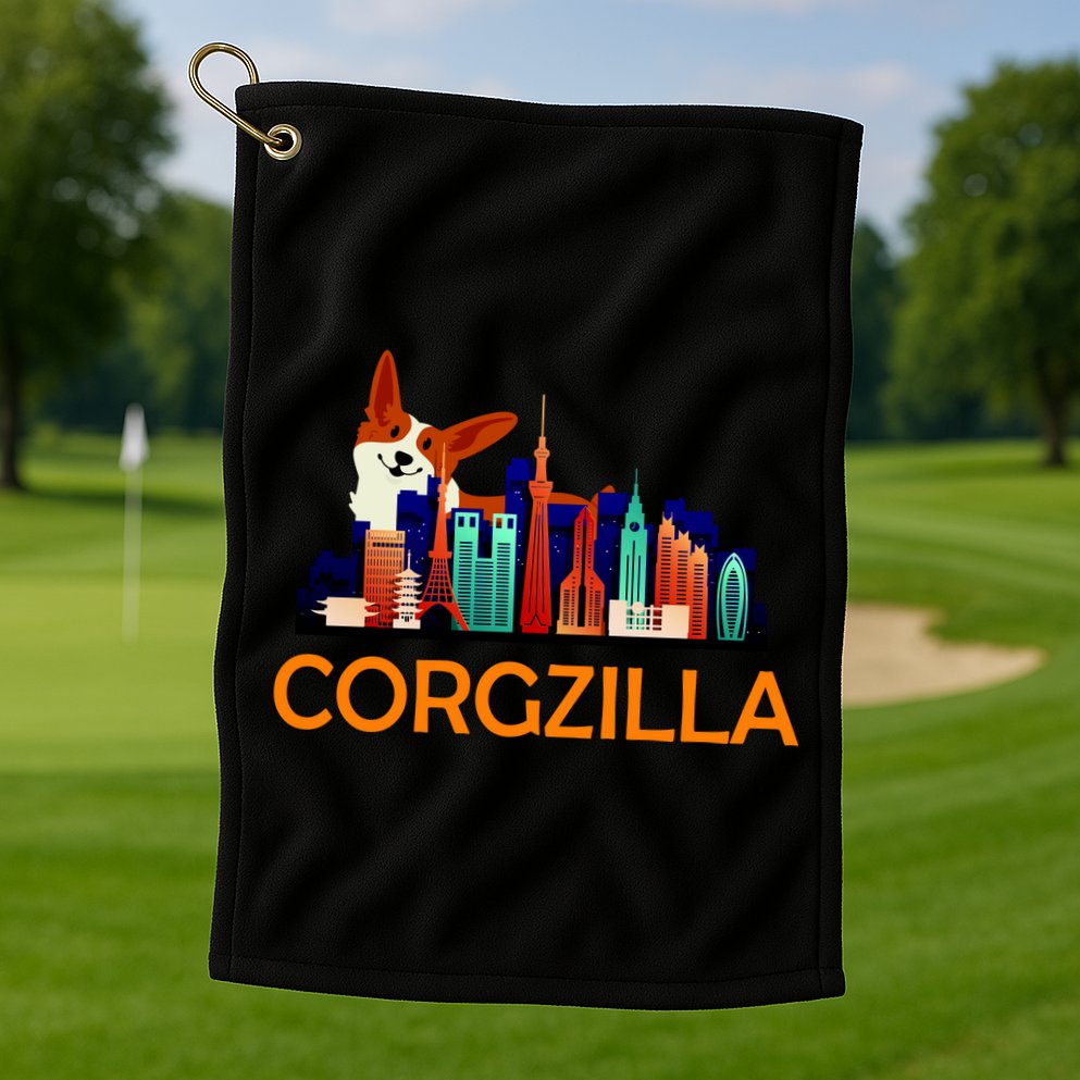 Corgzilla Funny Corgi Dog Golf Towel