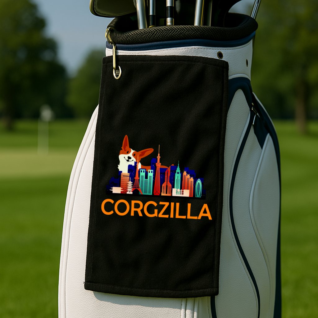 Corgzilla Funny Corgi Dog Golf Towel