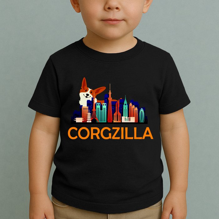 Corgzilla Funny Corgi Dog Toddler T-Shirt