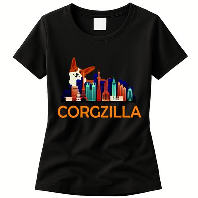 Corgzilla Funny Corgi Dog Womens T-Shirt