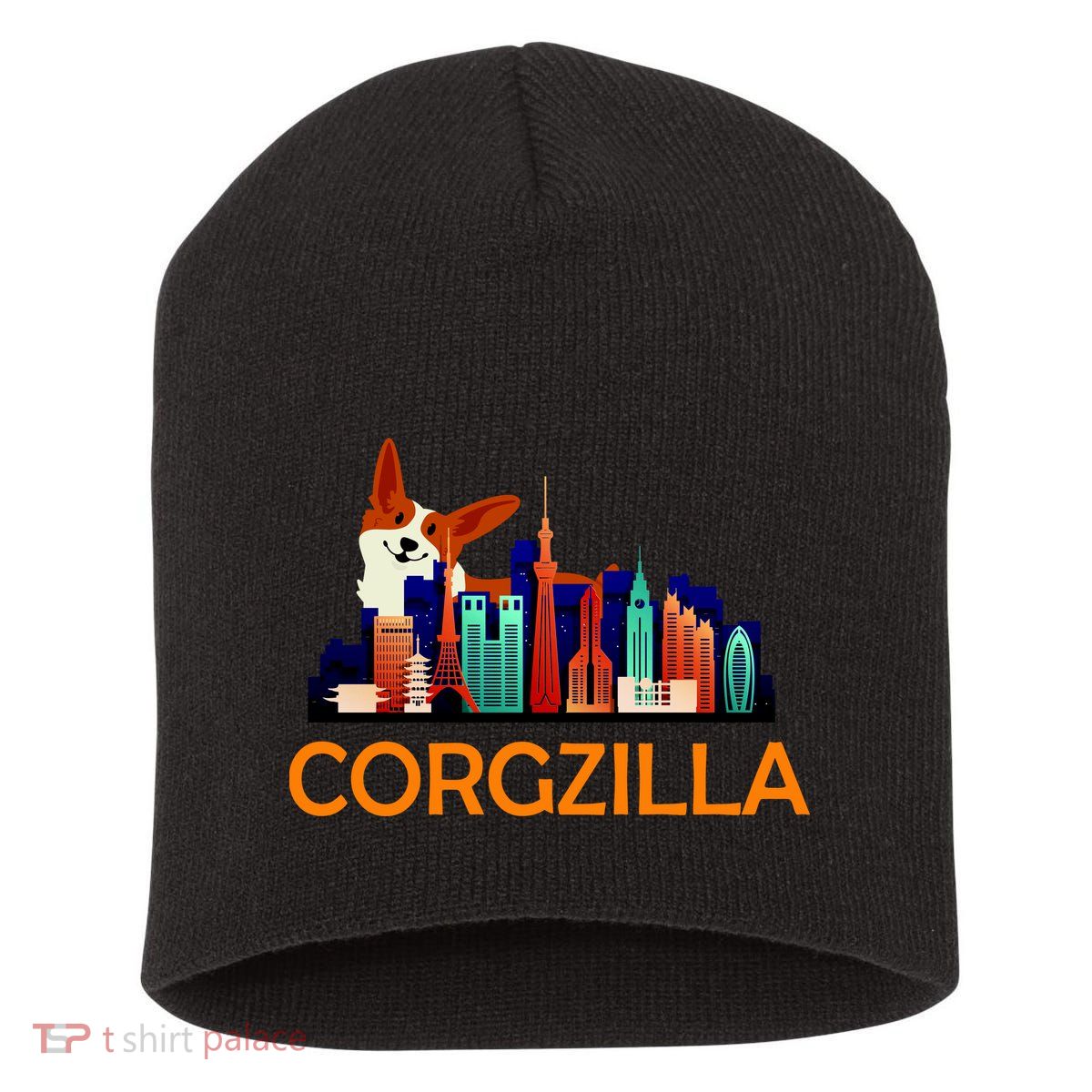Corgzilla Funny Corgi Dog Short Acrylic Beanie