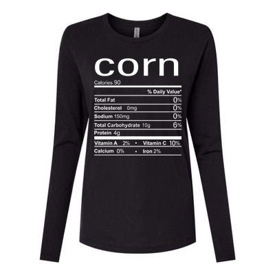 Corn Nutritional Facts Funny Thanksgiving Womens Cotton Relaxed Long Sleeve T-Shirt