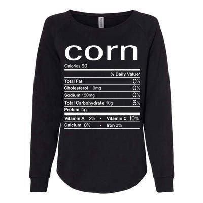 Corn Nutritional Facts Funny Thanksgiving Womens California Wash Sweatshirt