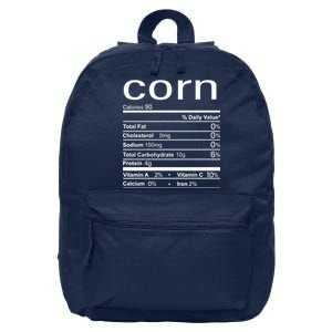 Corn Nutritional Facts Funny Thanksgiving 16 in Basic Backpack