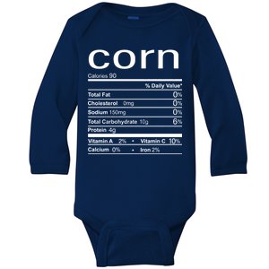 Corn Nutritional Facts Funny Thanksgiving Baby Long Sleeve Bodysuit