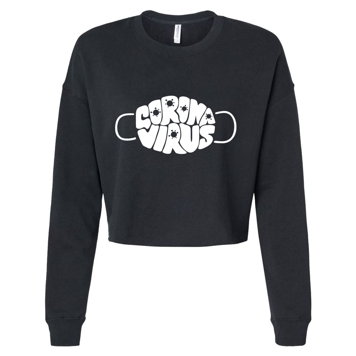 Corona Virus Face Mask Cropped Pullover Crew