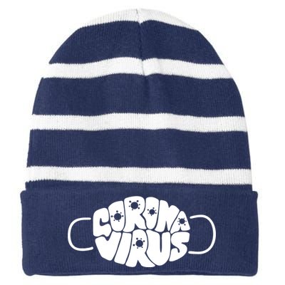 Corona Virus Face Mask Striped Beanie with Solid Band