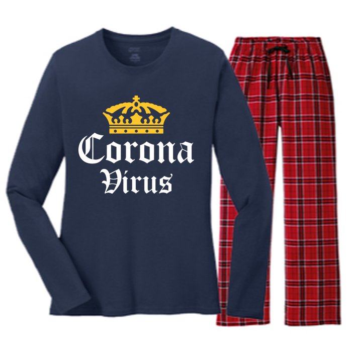 CoronaVirus Crown Logo Women's Long Sleeve Flannel Pajama Set 