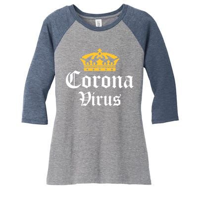 CoronaVirus Crown Logo Women's Tri-Blend 3/4-Sleeve Raglan Shirt