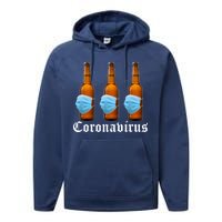 Coronavirus Funny Beer Doctor Performance Fleece Hoodie