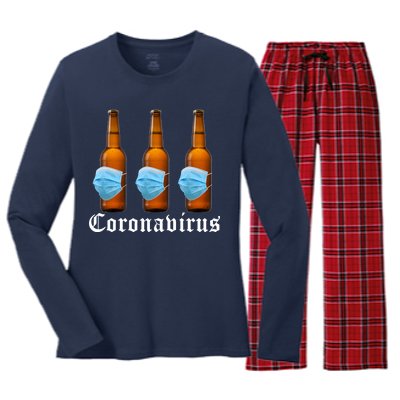 Coronavirus Funny Beer Doctor Women's Long Sleeve Flannel Pajama Set 