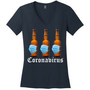 Coronavirus Funny Beer Doctor Women's V-Neck T-Shirt