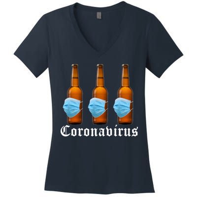 Coronavirus Funny Beer Doctor Women's V-Neck T-Shirt